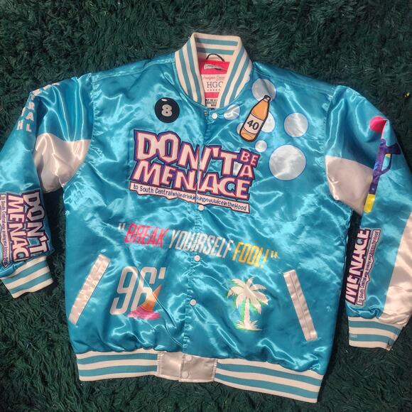 Vintage HGC 'Don't Be a Menace' 1996 Satin Bomber Jacket 5XL – Rare Movie Grail - Picture 1 of 6